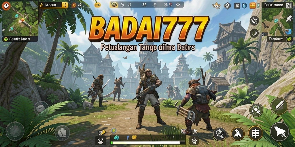 Tampilan utama gameplay BADAI777 saat menjelajahi dunia terbuka.