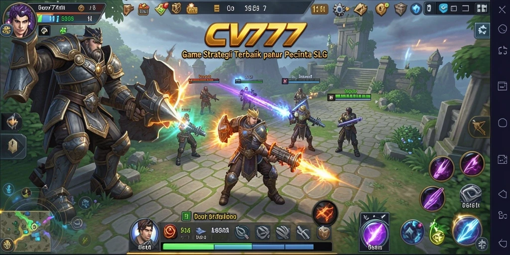 Screenshot gameplay menampilkan pertempuran strategi yang seru.
