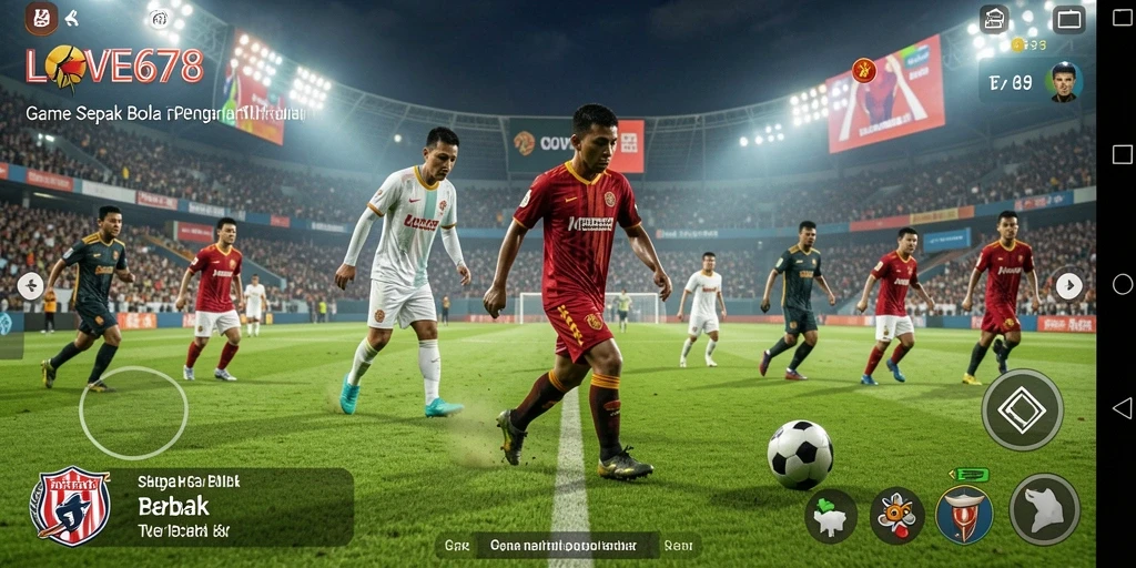 Screenshot game LOVE678 menampilkan aksi sepak bola yang mendebarkan.