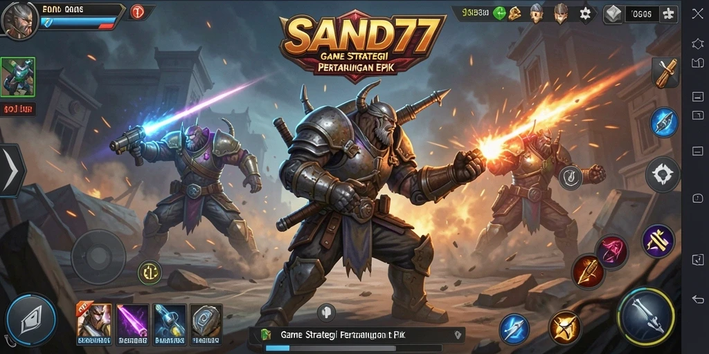 Screenshot dari gameplay menarik di SAND77 menunjukkan aksi pertempuran yang seru.