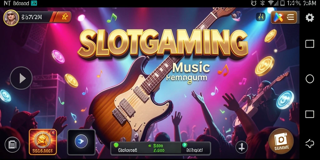Tampilan gameplay SLOTGAMING dengan musik yang menggugah semangat.