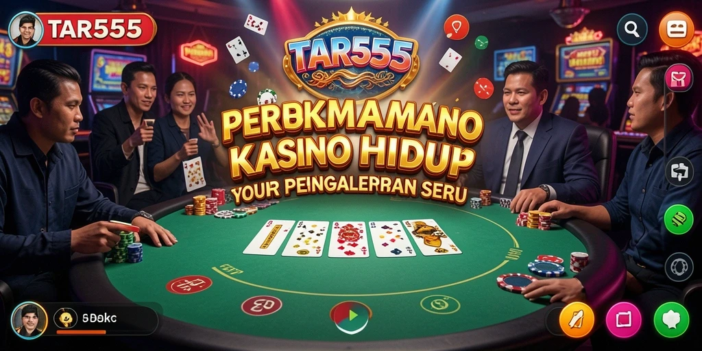 Screenshot TAR555 menampilkan gameplay Live Casino yang mendebarkan dan interaktif.